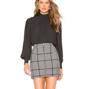 NEW NBD x Naven Moto Skirt in Black White Plaid Size XXS